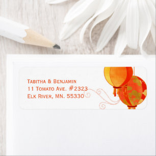 Chic Red Lanterns Wedding Return Address Label