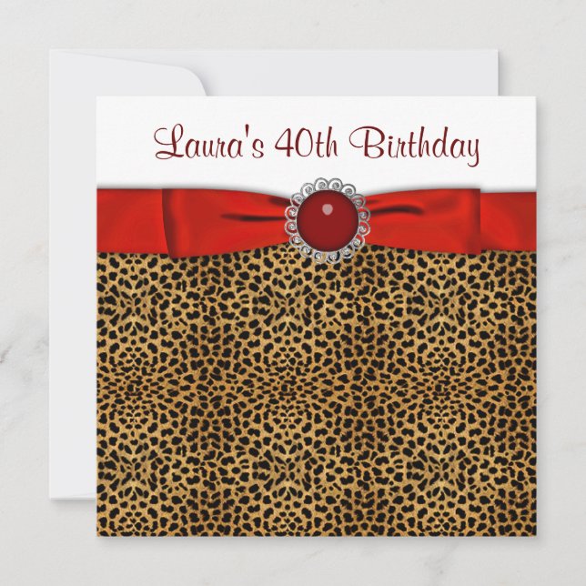 Chic Red Leopard Birthday Party Invitation (Front)