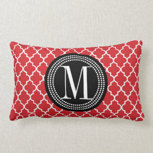 Chic Red Moroccan Lattice Personalised Lumbar Cushion