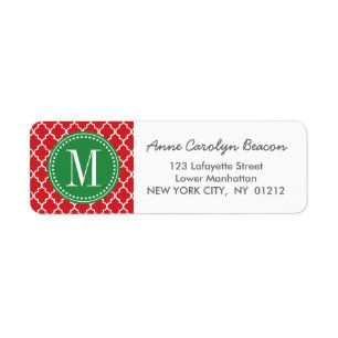 Chic Red Moroccan Lattice Personalised Return Address Label