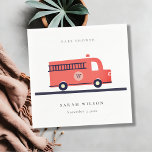 Chic Red Navy Fire Truck Engine Baby Shower Napkin<br><div class="desc">If you need any further customisation please feel free to message me on yellowfebstudio@gmail.com.</div>