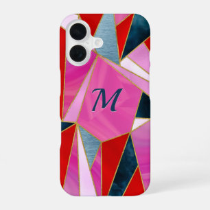 Chic red pink grey abstract geometric Case-Mate iP iPhone 16 Case