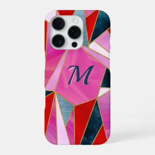 Chic red pink grey abstract geometric Case-Mate iP iPhone 16 Pro Case