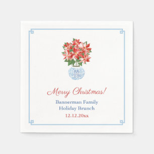 Chic Red Poinsettia Christmas Plant Holiday Party Napkin