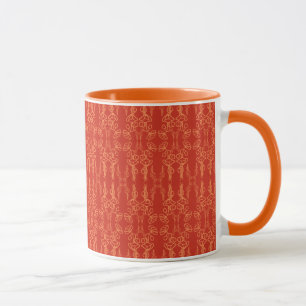 Chic Red Poppy Outline: Ringer Coffee Mug