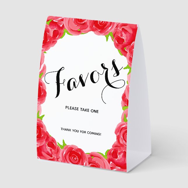Chic Red Roses Bridal Shower Favours (Front)