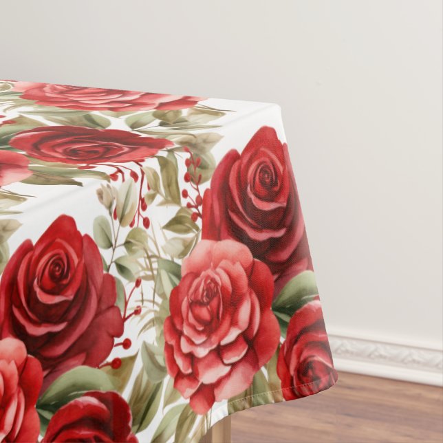 Chic Red Roses Tablecloth (In Situ)