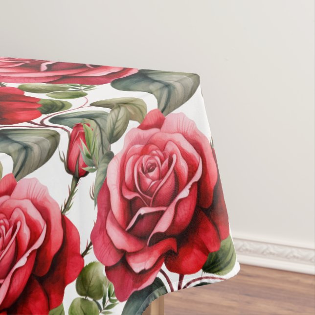 Chic Red Roses Tablecloth (In Situ)