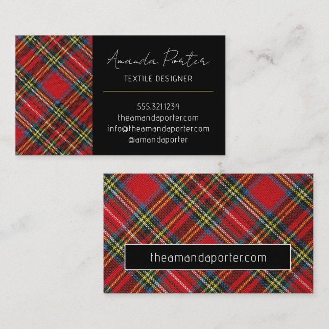 Chic Red Tartan Plaid Business Card (Front/Back)
