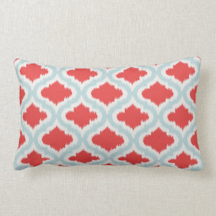 chic red turquoise moroccan pattern ikat pillow