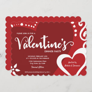 Chic Red Valentine dinner party invitation