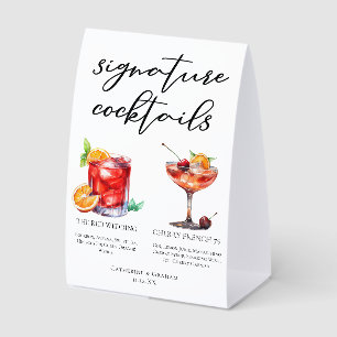 Chic Red Wedding Signature Cocktails Menu