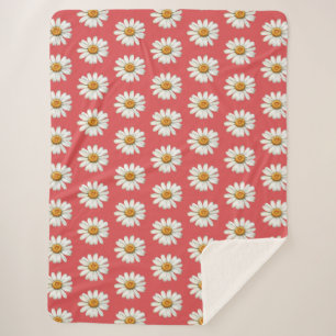 Chic Red White Daisy Flowers Birthday Sherpa Blanket