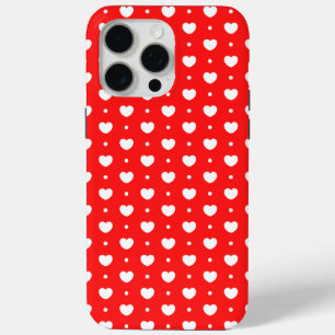 Chic Red White Hearts Girl iPhone 15 Case