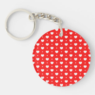 Chic Red White Hearts Pattern Girl Keychain