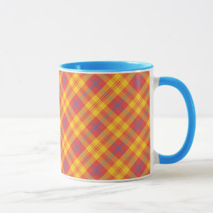 Chic Red Yellow and Blue Plaid Coffee Mug