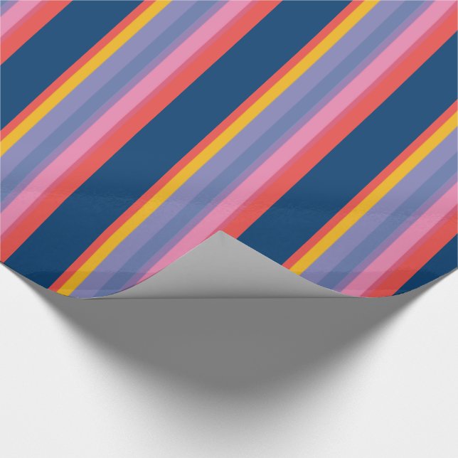 Chic Red, Yellow, Pink, Blue Stripe Wrapping Paper (Corner)
