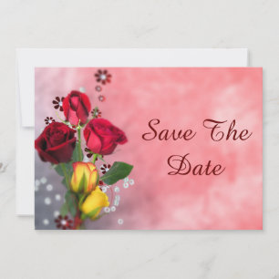 Chic Red & Yellow Roses Birthday Save The Date