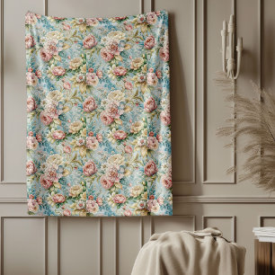 Chic Refined Rococo Floral Soft Pastel Elegant Fleece Blanket