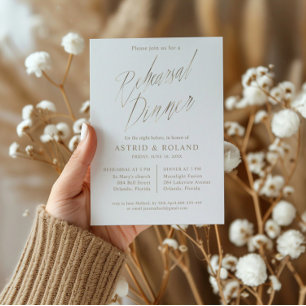 Chic Rehearsal Dinner Faux Gold Foil Calligraphy   Invitation
