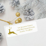 Chic Reindeer White Gold Christmas Return Address Return Address Label<br><div class="desc">An elegant gold reindeer leaps beside your return address on these lovely white Christmas card mailing labels. The perfect holiday accessory with our Tis the Season greeting cards.</div>