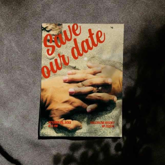 Chic Retro 90's Photo Save the Date Invitation (Retro Photo Save the Date Invitation)