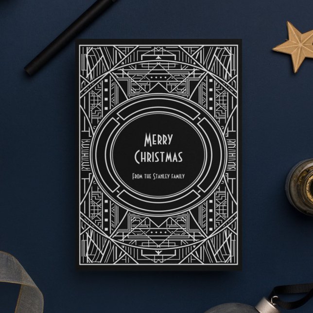 Chic retro art deco Merry Christmas Holiday Card (Creator Uploaded)
