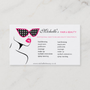 Chic Retro Black Pink Polka Dot Sunglasses Beauty  Business Card