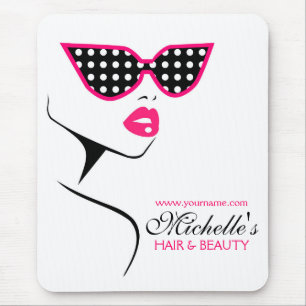 Chic Retro Black Pink Polka Dot Sunglasses Beauty  Mouse Pad