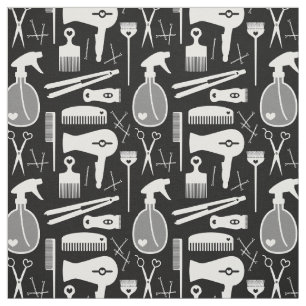 Chic Retro Black & White Hair Salon Tools Fabric