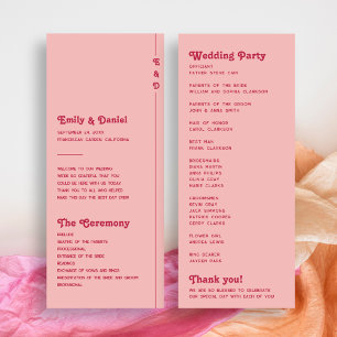 Chic Retro Blush Pink Monogram Wedding Program