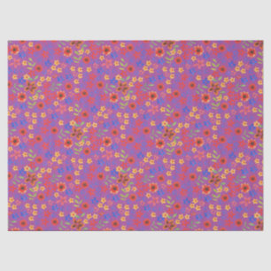Chic Retro Ditsy Floral on Magenta Tissue Paper