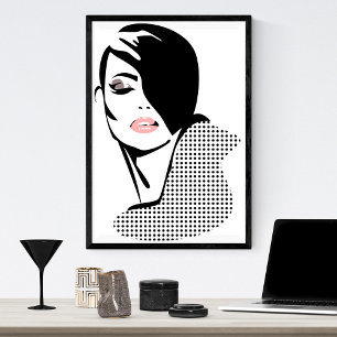 Chic retro dots fashion girl poster