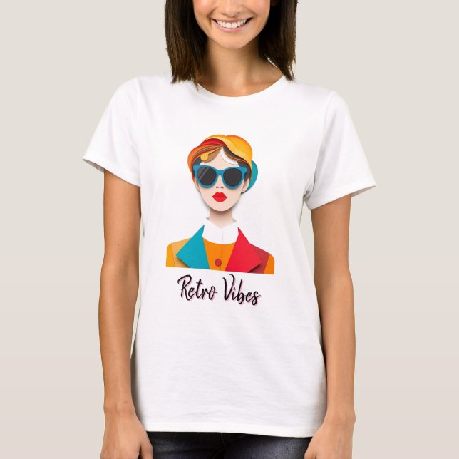 Chic Retro Fashion Portrait T-Shirt (Front)