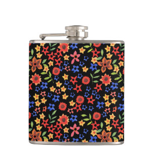 Chic Retro Floral Mini-print Custom Hip Flask