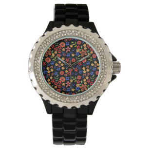 Chic Retro Floral Print Custom Wrist Watch