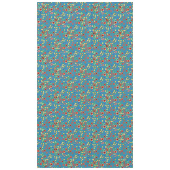 Chic Retro Floral Print on Teal Tablecloth (Front)