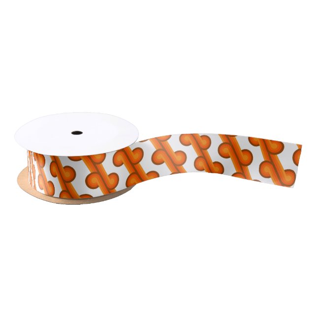 Chic Retro Funky Abstract Waves Art Pattern Satin Ribbon (Spool)