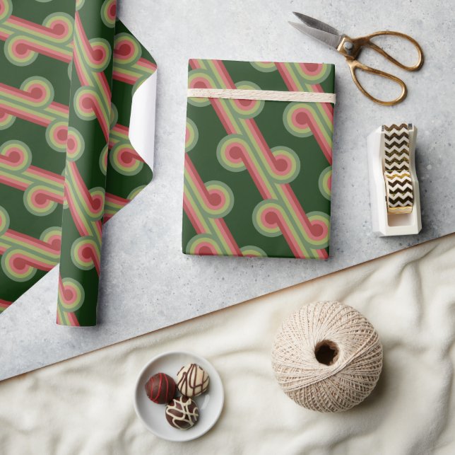 Chic Retro Funky Abstract Waves Art Pattern Wrapping Paper (Crafts)