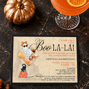 Chic Retro Ghost Halloween Cocktail Party Invitation