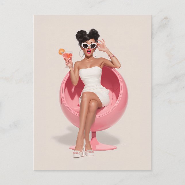 Chic Retro Glam Vibes Postcard (Front)