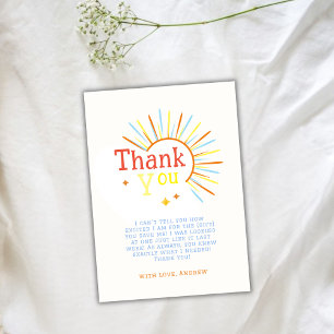 Chic Retro Here Comes The Son Baby Shower  Thank You Card