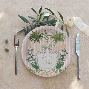 Chic Retro Palm Springs Baby Shower Paper Plate