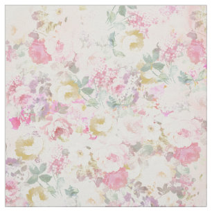 Chic retro pink white watercolor floral pattern fabric