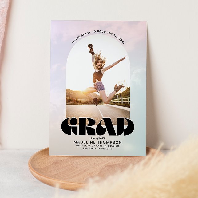 Chic Retro Rock Arch Photo Grad Graduation Announcement (Creator Uploaded)