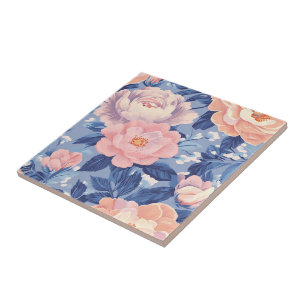 Chic Retro Rose Ceramic Tiles For Rustic Kitchen