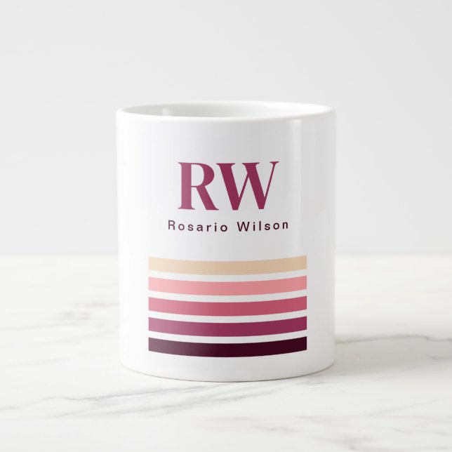 Chic Retro Stripes Monogram Coffee Mug (Front)