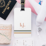 Chic Retro Stripes Monogram Luggage Tag<br><div class="desc">A minimalist monogram design with large typography initials in a classic font with your name below and chic retro rainbow coloured stripes. Add your contact information to the back or choose to remove. Add your custom wording to this design by using the "Edit this design template" boxes on the right-hand...</div>