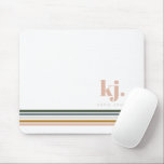 Chic Retro Stripes Monogram Mouse Pad<br><div class="desc">A minimalist monogram design with large typography initials in a classic font with your name below and chic retro rainbow coloured stripes. Personalised mouse pads are the answer to a dull desk. Co-workers, teachers & friends will love our mouse pads. Make sure to buy one for yourself to spruce up...</div>