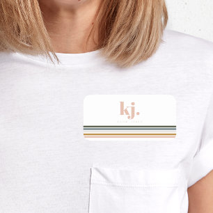 Chic Retro Stripes Monogram Name Tag